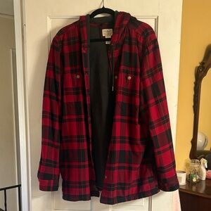 L.L. Bean Red and Black Plaid Shirt Jacket